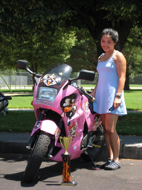 Amy with Trophy and Powerpuff Bike